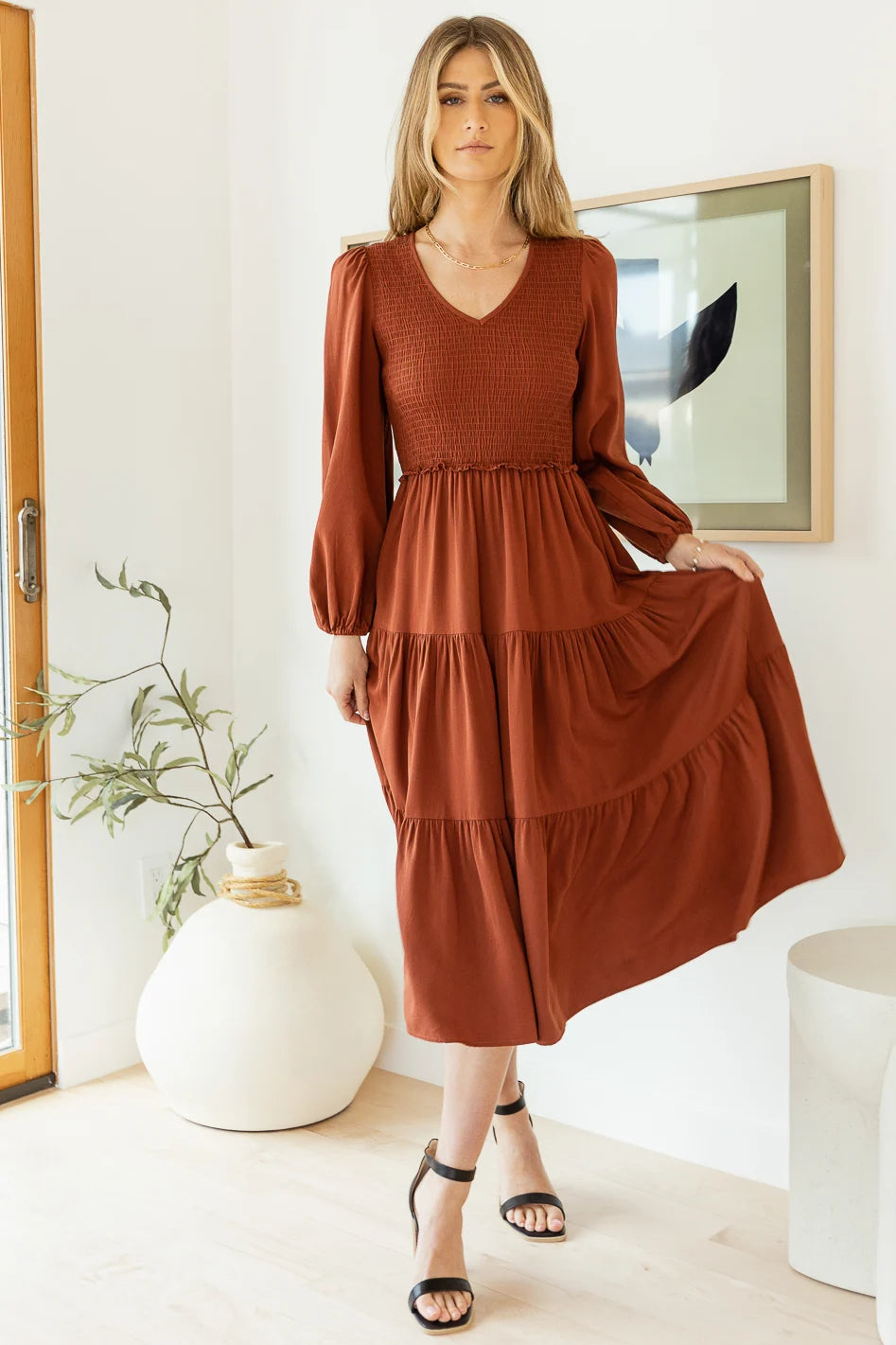 brown midi dress